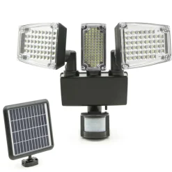 Projecteur LED solaire 3 spots 178 LED avec détecteur de mouvement