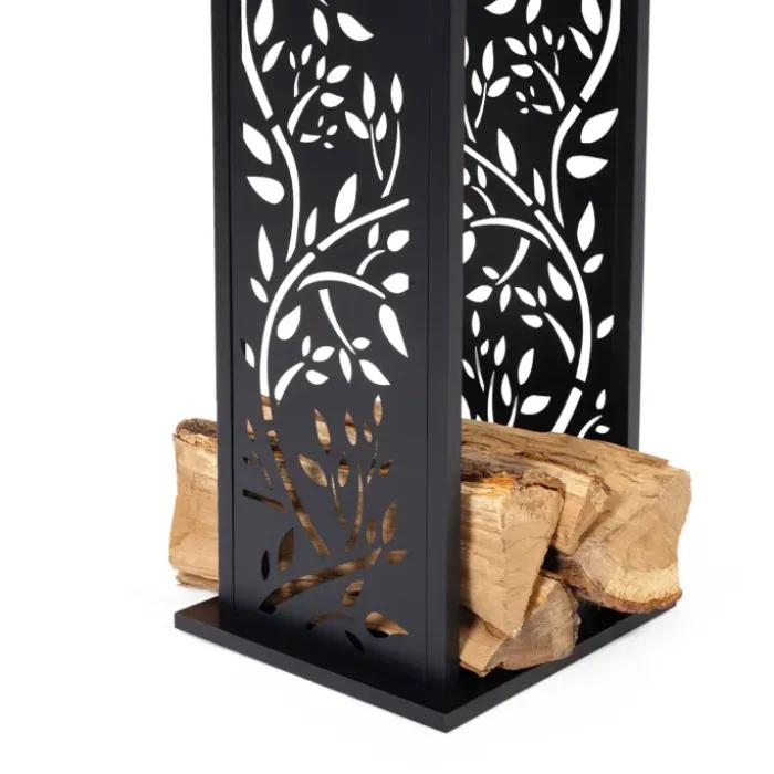 Range bûche intérieur vertical en acier noir
