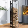 Range bûches vertical en acier noir et accessoires