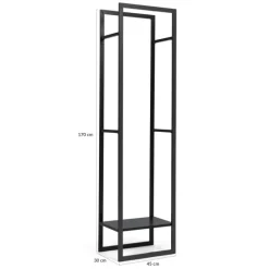 Range bûches vertical en acier noir et accessoires