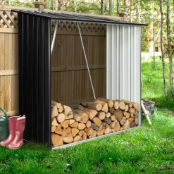 Rangement extérieur en acier pour bois de chauffage