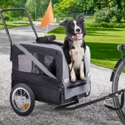 Remorque à vélo pour chien avec réflecteurs