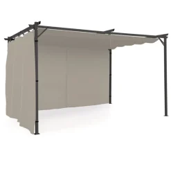 Rideaux de 3 et 4 M avec fermeture éclair pour pergola taupe : lot de 2
