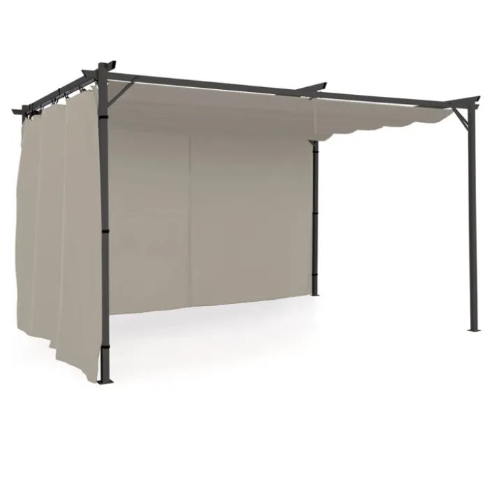 Rideaux de 3 et 4 M avec fermeture éclair pour pergola taupe : lot de 2