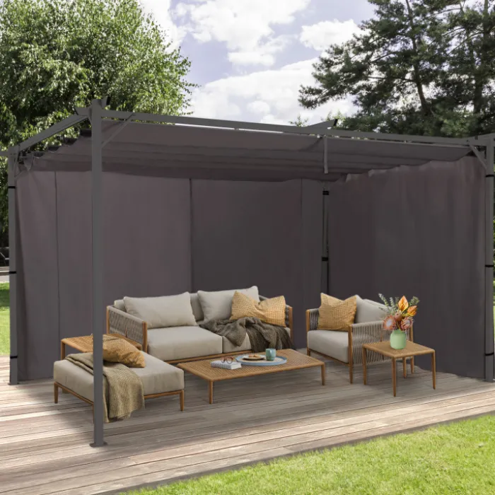 Rideaux extérieurs pour pergola 3x4m gris