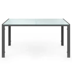 Salon de jardin 6 personnes chaises empilables gris anthracite table 150 cm