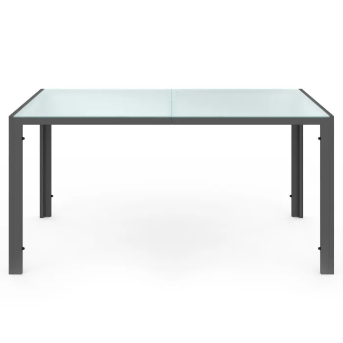 Salon de jardin 6 personnes chaises empilables gris anthracite table 150 cm