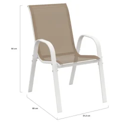Salon de jardin 10 personnes blanc et beige 240 cm