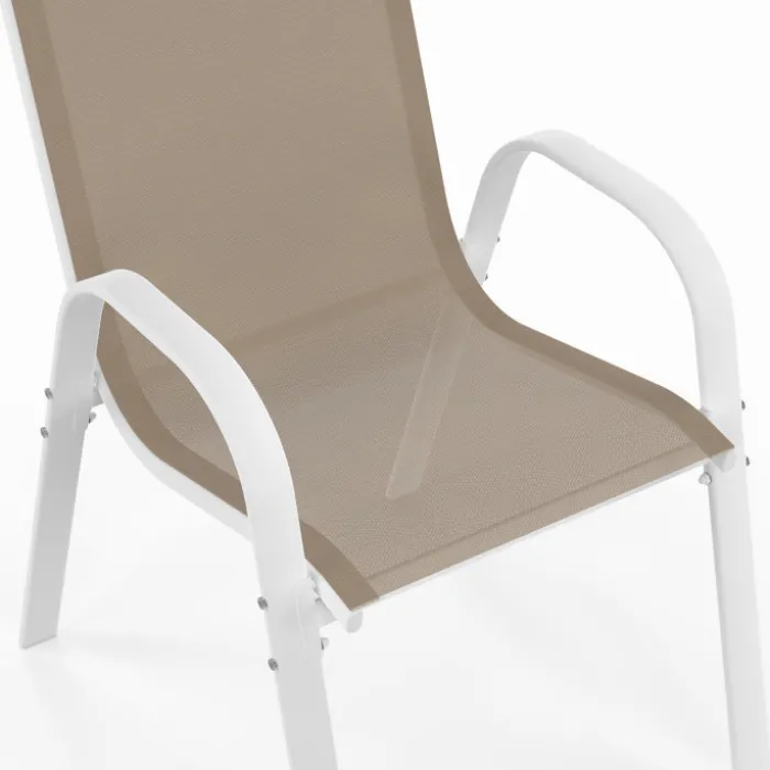 Salon de jardin 10 personnes blanc et beige 240 cm