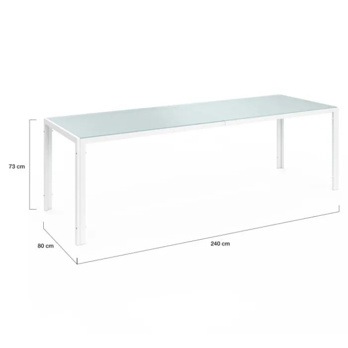 Salon de jardin 10 personnes blanc et beige 240 cm
