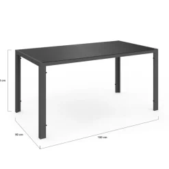 Salon de jardin 6 personnes table 150 cm fauteuils cordage gris anthracite