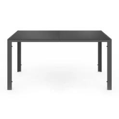 Salon de jardin 6 personnes table 150 cm fauteuils cordage gris anthracite