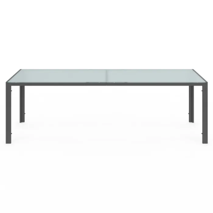 Salon de jardin 10 personnes table 240 cm plateau clair et chaises empilables gris anthracite