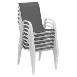 Salon de jardin avec table en verre trempé et 12 chaises