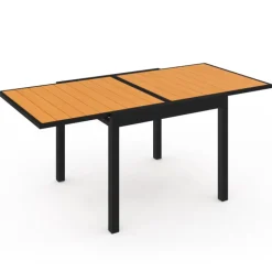 Salon de jardin avec table bois et noir + 8 chaises