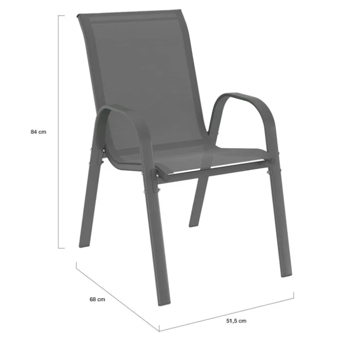 Salon de jardin avec table 150 cm et 6 chaises empilables mix color et acier