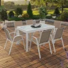 Salon de jardin avec table extensible 135-270 cm et 12 chaises empilables blanc et beige