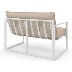 Salon de jardin bas 4 personnes en acier blanc
