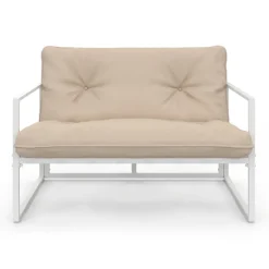 Salon de jardin bas 4 personnes en acier blanc