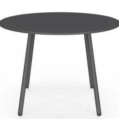 Salon de jardin bas 4 places en métal gris anthracite et coussins gris avec canapé, fauteuils et table