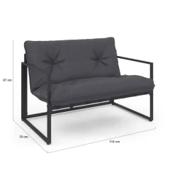 Salon de jardin bas 6 places en acier coloris gris anthracite
