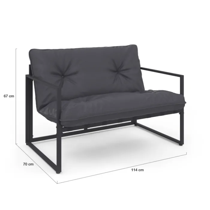 Salon de jardin bas 6 places en acier coloris gris anthracite