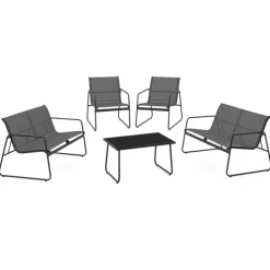 Salon de jardin bas 6 places gris anthracite