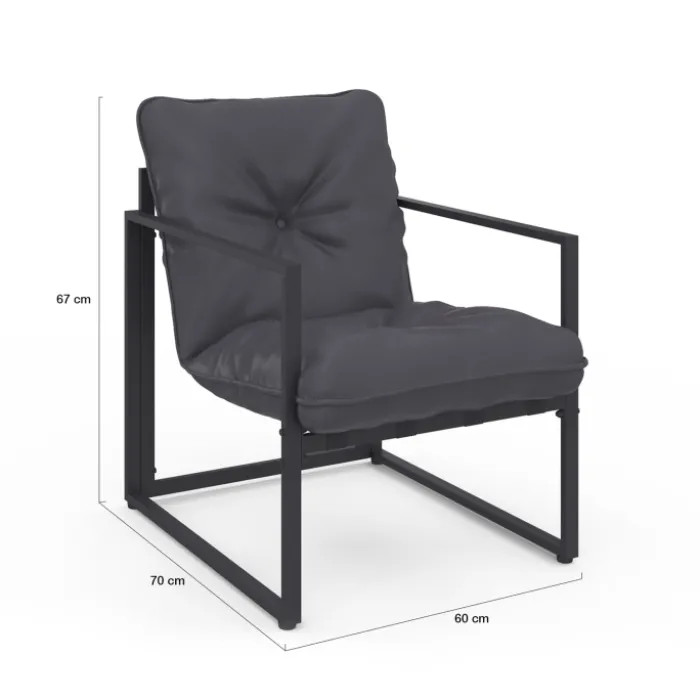 Salon de jardin bas 4 places en acier coloris gris anthracite