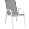 Salon de jardin blanc et gris avec table extensible + 8 chaises