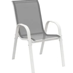 Salon de jardin blanc et gris avec table extensible + 8 chaises