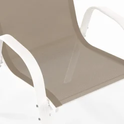 Salon de jardin blanc et beige table 190 cm et 8 chaises empilables