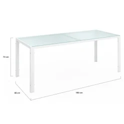 Salon de jardin blanc et beige table 190 cm et 8 chaises empilables