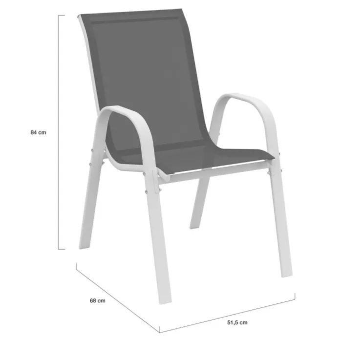 Salon de jardin blanc et gris avec 8 chaises empilables