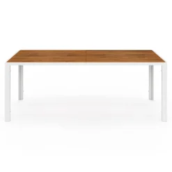 Salon de jardin bois et blanc avec table 190 cm et 8 chaises empilables