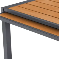Salon de jardin bois et gris anthracite avec table extensible et 12 chaises