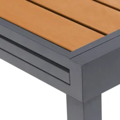 Salon de jardin bois et gris anthracite avec table extensible et 12 chaises