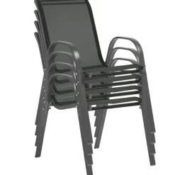 Salon de jardin bois et gris anthracite avec table extensible et 12 chaises