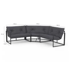 Salon de jardin d'angle bas 8 personnes gris