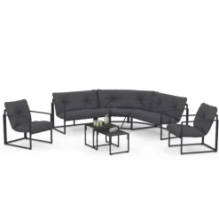 Salon de jardin d'angle bas 8 personnes gris