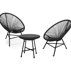 Salon de jardin fil plastique noir
