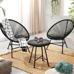 Salon de jardin fil plastique noir