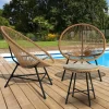 Salon de jardin fil plastique effet rotin