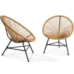 Salon de jardin fil plastique effet rotin