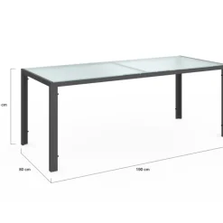 Salon de jardin gris anthracite table 190 cm et 8 chaises empilables
