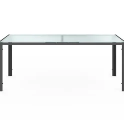 Salon de jardin gris anthracite table 190 cm et 8 chaises empilables
