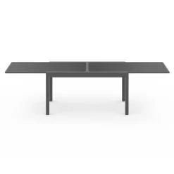 Salon de jardin gris anthracite avec table extensible et 12 chaises