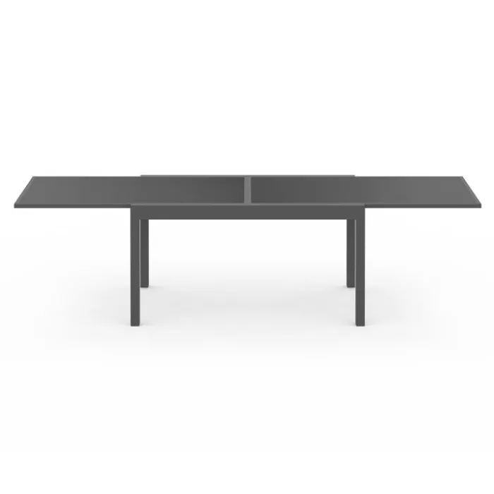 Salon de jardin gris anthracite avec table extensible et 12 chaises