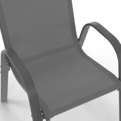 Salon de jardin gris anthracite avec table extensible et 12 chaises