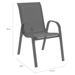 Salon de jardin gris avec chaises empilables 10 personnes