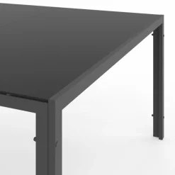 Salon de jardin MADRID table carrée 130 CM et 8 chaises empilables gris anthracite